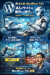 🤖まとめ:WordPress 7.0で「AIがサイトを操作する時代」へ──4月9日リリースの衝撃【2026】